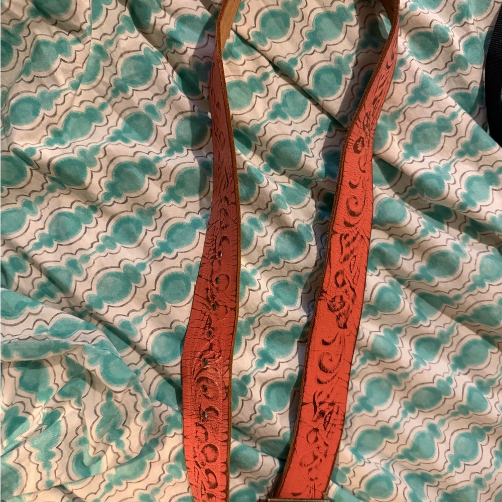 Orange Patterned Belt Brave Belt Works Vintage Leather Belt